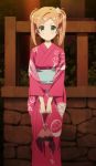  double_bun green_eyes highres japanese_clothes kimono nanahashi_minori one_room orange_hair screencap solo stitched third-party_edit twintails yukata 