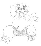  2018 anthro bear bear_2key belly clothing eyewear glasses hat male mammal moobs navel overweight overweight_male shorts solo straw_hat tokyo_afterschool_summoners volos 