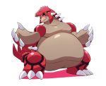  ambiguous_gender claws digital_media_(artwork) groudon horn legendary_pok&eacute;mon nintendo on_ice_(artist) open_mouth pok&eacute;mon pok&eacute;mon_(species) sharp_teeth simple_background slightly_chubby solo standing teeth tongue video_games white_background yellow_eyes 