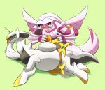  ambiguous_gender arceus black_sclera claws digital_media_(artwork) duo fangs food legendary_pok&eacute;mon lying nintendo on_ice_(artist) open_mouth palkia pink_skin pok&eacute;mon pok&eacute;mon_(species) red_eyes rice simple_background sitting sleeping smile sound_effects tongue video_games white_skin zzz 