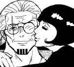  1boy 1girl artist_request kiss long_hair one_piece shakuyaku_(one_piece) silvers_rayleigh smile source_request tagme 