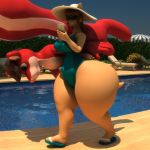  3d_(artwork) abigail_roo anthro anthroanim big_butt breasts brown_hair butt cellphone clothed clothing detailed_background digital_media_(artwork) ericskunk female hair hi_res huge_butt hyper inflatable kangaroo mammal marsupial outside phone pool_(disambiguation) pool_toy rubber shiny sky swimsuit thick_thighs water wide_hips 