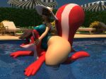  3d_(artwork) abigail_roo anthro anthroanim big_butt breasts brown_hair butt cellphone clothed clothing detailed_background digital_media_(artwork) ericskunk female hair hi_res huge_butt hyper inflatable kangaroo mammal marsupial outside phone pool_(disambiguation) pool_toy rubber shiny sky smile swimsuit thick_thighs water wide_hips 