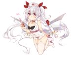  azur_lane bandaged_arm bandages bangs bare_arms bare_shoulders bat_wings black_bikini_top breasts chain choker cleavage closed_mouth collarbone dress eyebrows_visible_through_hair full_body garter_straps grey_wings hair_between_eyes hair_ribbon hat heart high_heels holding holding_syringe long_hair looking_at_viewer low_wings metal_wings nurse_cap red_choker red_eyes red_ribbon ribbon shikino_(sikinonono) silver_hair simple_background sleeveless sleeveless_dress small_breasts solo syringe thighhighs twintails vampire_(azur_lane) very_long_hair white_background white_dress white_footwear white_hat white_legwear wings 