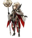 armor armored_boots bangs black_gloves black_skirt boots breastplate cape closed_mouth crown feather_trim fire_emblem fire_emblem_heroes full_body gloves hair_ornament high_heels highres holding jewelry kozaki_yuusuke long_hair long_sleeves looking_at_viewer non-web_source official_art pantyhose red_hair shiny shoulder_armor shoulder_pads silver_hair skirt solo staff standing transparent_background veronica_(fire_emblem) wide_sleeves 
