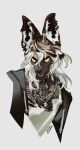  2017 african_wild_dog anthro canine choker clothing ear_piercing hair hoodie kuroblood long_hair male mammal multicolored_hair open_mouth piercing solo tattoo teeth torn_clothing yellow_eyes 