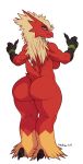  2019 anthro athletic big_butt blaziken breasts butt female looking_back nintendo pok&eacute;mon pok&eacute;mon_(species) robotjoe simple_background smile solo standing thick_thighs video_games white_background 