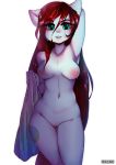  2018 absurd_res after_shower alpha_channel anthro areola breasts cutie_mark earth_pony equine eyebrows eyelashes fan_character female hair hand_behind_head hi_res horse long_hair looking_at_viewer mammal my_little_pony navel nipples nude pony portrait pose pussy red_hair simple_background solo standing teal_eyes teeth three-quarter_portrait transparent_background water wet wet_hair yukomaussi 