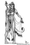  bast crimsonjassic egyptian egyptian_mythology feline female headdress ivan_flores lion mammal mythology plain_background solo white_background 