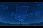  constellation grass highres letterboxed looking_away night night_sky original outdoors pochi_(poti1990) scenery short_hair sitting sky solo star_(sky) starry_sky 