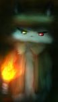  coat coat_guy hasukii hat heterochromia looking_at_viewer night torch 