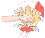  :o absurdres ascot bangs barefoot blonde_hair blush bow breasts chibi closed_eyes collared_shirt commentary_request crystal eyebrows_visible_through_hair fang flandre_scarlet frilled_hat frilled_skirt frills hands_up hat hat_bow head_out_of_frame highres legs_apart medium_skirt mob_cap motion_lines nose_blush open_mouth pigeon-toed puffy_short_sleeves puffy_sleeves raised_eyebrows red_bow red_skirt shirt short_hair short_sleeves shoupon side_ponytail simple_background size_difference sketch_eyebrows skirt skirt_set small_breasts smile solo_focus standing touhou translation_request white_background white_hat wing_collar wings yellow_neckwear |o 