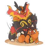  2018 anal anthro claws clothing cum cum_in_ass cum_inside duo emboar erection hi_res male male/male nintendo open_mouth pignite pok&eacute;mon pok&eacute;mon_(species) raburigaron sex simple_background slightly_chubby video_games 