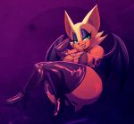  anthro bat breasts clothed clothing female footwear high_heels legwear looking_at_viewer makeup mammal open_mouth riendonut rouge_the_bat shoes skimpy smile solo sonic_(series) thick_thighs thigh_highs wings 