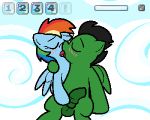  2018 5:4 animal_genitalia balls blue_feathers blush digital_media_(artwork) duo equine erection eyelashes fan_character feathered_wings feathers female feral friendship_is_magic fur hair horse male mammal multicolored_hair my_little_pony nude open_mouth pegasus penis pokefound pony purple_eyes rainbow_dash_(mlp) rainbow_hair wings 