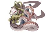  ambiguous_gender anthro clothing digital_media_(artwork) feral forked_tongue japanese_text kikunoya markings red_eyes reptile robe scales scalie serpentine snake text tongue translation_request white_scales 