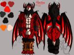  abaddon animal_genitalia balls canine demon horn mammal model_sheet muscular sheath tattoo wings wolf 