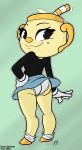  2018 animate_inanimate beauty_mark butt clothing cuphead_(game) female footwear gloves humanoid kevinsano kirrol looking_at_viewer ms._chalice not_furry object_head panties smile solo underwear video_games 
