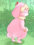  blush crouching cub female fur lagomorph mammal outside peeing pink_fur rabbit shaking tears urine urine_puddle watersports young 