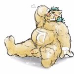  2017 anthro balls belly blush boar cum goujuyu gouryou male mammal mohawk moobs navel nipples overweight overweight_male penis porcine sitting solo tokyo_afterschool_summoners 