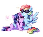  &lt;3 2018 blue_feathers blush chest_tuft cute cutie_mark duo equine eyebrows eyebrows_visible_through_hair eyelashes eyewear feathered_wings feathers female female/female feral friendship_is_magic fur grin hair hooves horn hug jumblehorse love mammal multicolored_hair my_little_pony nude pegasus purple_eyes rainbow_dash_(mlp) rainbow_hair simple_background sitting smile sunglasses teeth tuft twilight_sparkle_(mlp) white_background wing_hug wings 