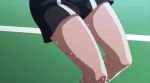  1girl animated aragaki_nagisa badminton bouncing_breasts breasts brown_hair hanebado! legs mole mole_under_mouth muscle muscular_female racket red_eyes shirt short_hair spiky_hair sweat tomboy 