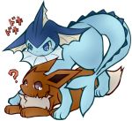  ? ambiguous_gender blush confusion eevee eeveelution feral fluffy japanese_text nintendo open_mouth paws pok&eacute;mon pok&eacute;mon_(species) shin_(artist) simple_background standing_over tears text vaporeon video_games white_background 