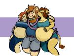  anthro clothed clothing cuddling feline female invalid_tag jewelry licking lion male mammal pregnant quib simple_background tongue tongue_out tribal 