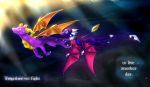  2015 blueavya claws cynder digital_media_(artwork) dragon duo english_text female feral male purple_eyes scalie spyro spyro_the_dragon text video_games western_dragon 