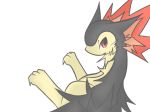  ambiguous_gender claws feral fire looking_back nintendo open_mouth paws pok&eacute;mon pok&eacute;mon_(species) shin_(artist) simple_background sitting typhlosion video_games white_background 
