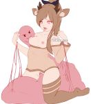  2018 animal_humanoid breasts cervine cervine_humanoid clothed clothing deer_humanoid digital_media_(artwork) duo female general: hair hi_res horn humanoid likunea mammal nipples not_furry open_mouth pet pussy ribbons sex simple_background slime small_breasts species: submissive tagme tongue tongue_out 