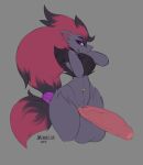  2018 anthro aronhilistix big_penis canine dickgirl digital_media_(artwork) fur huge_penis intersex mammal nintendo penis pok&eacute;mon pok&eacute;mon_(species) solo video_games zoroark 