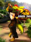  2018 4_toes 5_fingers anthro barefoot blurred_background detailed_background digital_media_(artwork) drinking eyes_closed female fur green_fur hair mammal red_hair solo tai_lung_(artist) toes 