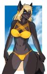  alpha_channel anthro beach bikini camel_toe canine clothed clothing female looking_at_viewer mammal outside porin seaside smile solo standing swimsuit thigh_gap 