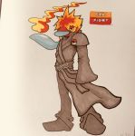  2018 angry anthro anthrofied armor avian beak belt biped blue_beak blue_body clothed clothing cloud_strife cosplay crossover english_text featureless_hands final_fantasy fire fire_magic firefightdex footwear front_view full-length_portrait grey_clothing hair hatching_(technique) hi_res magic male marker_(artwork) mfanjul mixed_media multicolored_hair nintendo orange_hair pants pen_(artwork) pok&eacute;ball pok&eacute;mon pok&eacute;mon_(species) pok&eacute;morph portrait porygon-z red_body red_hair shadow shoes short_hair shoulder_guards simple_background solo spiky_hair square_enix standard_pok&eacute;ball standing text toony traditional_media_(artwork) trenchcoat two_tone_body two_tone_hair video_games white_background yellow_eyes yellow_sclera 