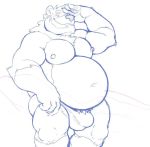  anthro barazoku bear bigchibbs bulge clothing male mammal musclegut muscular muscular_male nipples overweight overweight_male simple_background sketch solo underwear white_background 