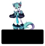  2018 alpha_channel animated anthro armwear bangs blue_fur canine clothed clothing cosplay crossdressing dialogue english_text fox fur girly hatsune_miku holding_object legwear looking_at_viewer male mammal microphone necktie one_eye_closed roflfox shirt simple_background skaiahart skirt smile solo text thigh_highs transparent_background vocaloid white_fur wink 