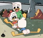  anthro anus ardidon avian balls big_butt bird bottomless brothers butt clothed clothing dewey_duck disney duck ducktales ducktales_(2017) fellatio group group_sex hat huey_duck incest louie_duck male male/male oral penis sex sibling threesome young 