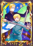  2boys axis_powers_hetalia belt blonde_hair blush clothes coat finland_(hetalia) flag glasses gloves green_eyes male_focus military military_uniform multiple_boys open_mouth pants purple_eyes short_hair smile sparkle sweden_(hetalia) uniform 