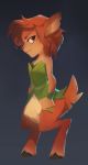  animal_humanoid bottomless clothed clothing concept_art elora fantasy_creature female floral_clothing hair humanoid mammal nicholas_kole official_art partially_clothed red_hair satyr smile smirk solo spyro_the_dragon teal_eyes video_games 