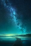  cloud commentary_request highres mks mountainous_horizon night night_sky no_humans original outdoors rice_paddy scenery sky star_(sky) starry_sky still_life sunlight twilight water 