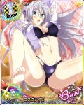  antenna_hair aqua_eyes arms_behind_head barefoot blush bow bow_bra bra breasts card_(medium) character_name chess_piece covered_nipples embarrassed hair_between_eyes hair_ribbon high_school_dxd high_school_dxd_born large_breasts long_hair navel no_pants official_art open_clothes open_mouth panties pillow purple_bra purple_panties ribbon rook_(chess) rossweisse shirt silver_hair solo spread_legs stomach torn_clothes trading_card underwear very_long_hair white_shirt 