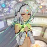  altera_(fate) bangs bare_shoulders choker closed_mouth collarbone commentary_request dark_skin detached_sleeves eyebrows_visible_through_hair fate/extella fate/extra fate/grand_order fate_(series) feet_out_of_frame full_body_tattoo hand_on_own_chest hands_clasped headdress hokori_sakuni jewelry looking_at_viewer midriff navel own_hands_together red_eyes short_hair solo standing stomach_tattoo tan tattoo white_hair 