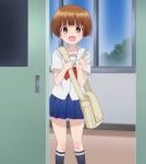  brown_eyes brown_hair highres nakai_chitose pleated_skirt school_uniform screencap short_hair skirt stitched third-party_edit yuragisou_no_yuuna-san 