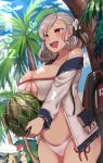  aa-12_(girls_frontline) absurdres ahoge alternate_costume animal_ears bangs beach bikini blonde_hair blue_eyes blurry blurry_background blush breasts character_name cleavage collarbone commentary_request day drooling eyebrows_visible_through_hair food fruit g41_(girls_frontline) girls_frontline groin hair_ribbon heterochromia highres holding holding_food large_breasts long_hair medium_breasts mp7_(girls_frontline) multiple_girls navel open_mouth outdoors palm_tree pink_hair red_eyes ribbon sidelocks signature silver_hair skindentation spas-12_(girls_frontline) stomach surfboard swimsuit tree twintails very_long_hair watermelon yugion 