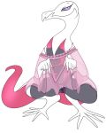  ambiguous_gender anthro clothed clothing frill invalid_tag lizard nightgown nintendo panties pok&eacute;mon pok&eacute;mon_(species) reptile salazzle scalie shiny_pok&eacute;mon simple_background solo translucent transparent_clothing underwear video_games white_background zeamaeri 