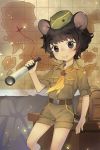  animal_ears backpack backpack_removed bag belt black_eyes black_hair blush boy_scout eyebrows_visible_through_hair hat looking_at_viewer makirin1999 map maroon_(saibai_shounen) mouse_boy mouse_ears mouse_tail mouseboy open_mouth saibai_shounen shorts solo tail telescope 