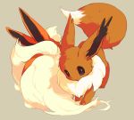  bad_twitter_id black_eyes eevee flareon fluffy gen_1_pokemon grey_background hideko_(l33l3b) no_humans pokemon pokemon_(creature) simple_background standing 