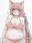  anthro big_breasts bra breasts canine cleavage clothed clothing digital_media_(artwork) female hair inner_ear_fluff long_hair looking_at_viewer mammal monochrome navel nzuuure panties simple_background slightly_chubby solo standing sweat underwear voluptuous white_background 