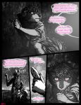  2018 anthro black_hair black_nose brown_eyes cagim clothed clothing comic conditional_dnp detailed_background digital_media_(artwork) duo english_text faraden female hair kumo_(ratte) male mammal procyonid raccoon ratte speech_bubble text wraith young 